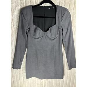Zara Fitted Short Dress Gray Size Medium M